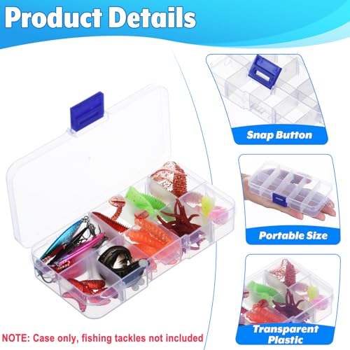2 Pcs Mini Fishing Tackle Box Clear Fishing Lure Hook Storage Organizer Box Small Plastic Container with Detachable Dividers, Tackle Utility Boxes