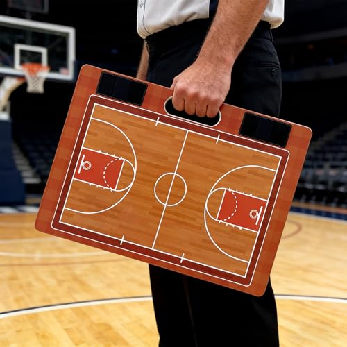 JIANNA Basketball Coach Tactics Board, Magnetic Dry Erase Clipboard with Full/Half Court Diagrams, Markers and Pens, 12 Piece Set - size: Basketball