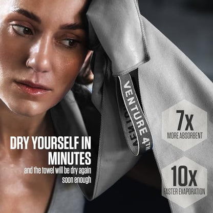 VENTURE 4TH Quick Dry Microfiber Towel for Camping & Gym -Light Gray Medium - color: Light Gray, size: 40.00" x 21.00"