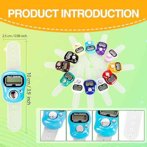 24 Pieces Hand Tally Counter 5 Digital Electronic Finger Counter Clickers Resettable Handheld LCD Digital Display Number Click for Lap Coaching Knitting Lap Fishing Golf and Row