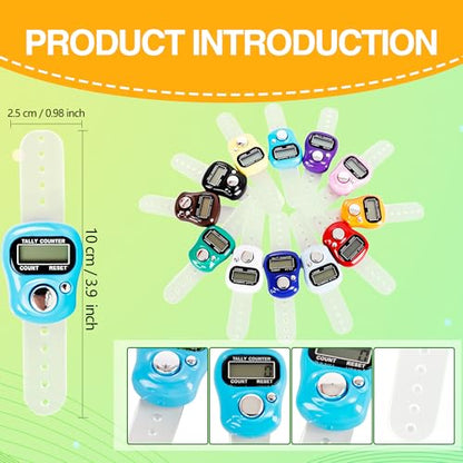 24 Pieces Hand Tally Counter 5 Digital Electronic Finger Counter Clickers Resettable Handheld LCD Digital Display Number Click for Lap Coaching Knitting Lap Fishing Golf and Row