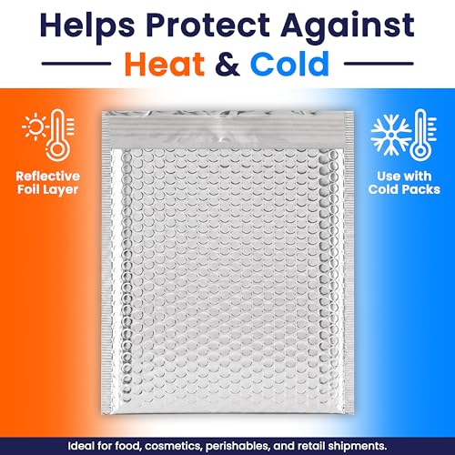 100-Pack Insulated Silver Thermal Bubble Mailers 18 x 23 - Waterproof Metallic Foil Self-Sealing Padded Envelopes for Cold Shipping, Perishables, Food, Cosmetics, Pharmaceuticals - size: 18 x 23 | 100 Qty