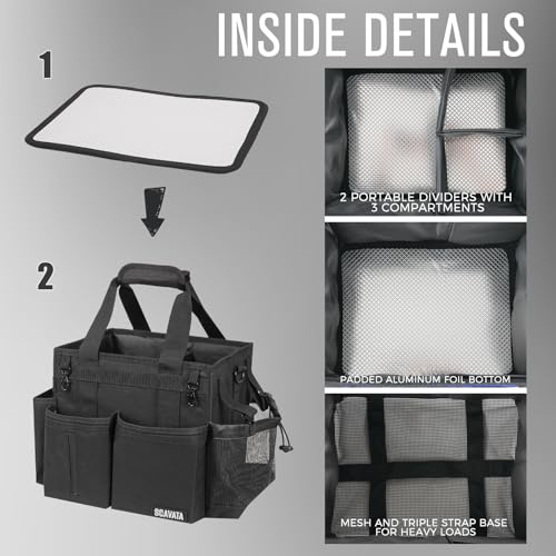 Compact Wearable Cleaning Caddy, Small Supplies Organizer with Handle & Shoulder Straps for Housekeepers, Under Sink & Car Cleaning Tool Organizer Bag (Black) - color: Black