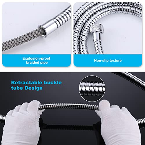 Chrome Finished Shower Hose, 79 Inch SUS 304 Stainless Steel Extra Long Handheld Shower Head Hose for Pet Bathroom Cleaning - color: Chrome, size: 79inch