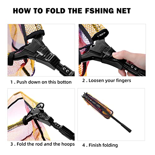 SANLIKE Telescopic Foldable Fishing Landing Net, 98.4in Fiberglass Handle with Rubber Coated Mesh, Aluminum Hoop for Freshwater Saltwater Bass Fishing