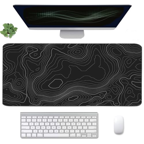 Topographic Mouse Pad, Extended Gaming (35.4x15.7 in), Desk Mat Laptop Waterproof Decor Writing for Work, Game, Office, Home - Topographic Contour - color: Topographic Contour