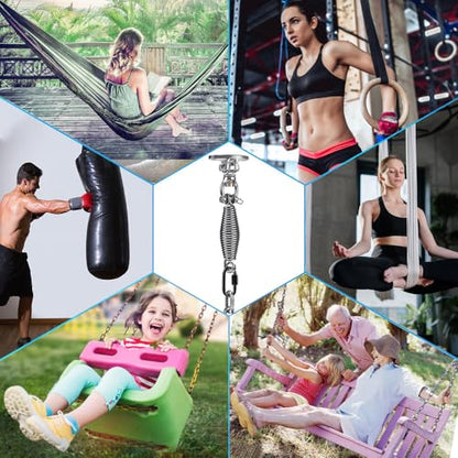 SELEWARE Hammock Chair Hanging Kit, Bearing Swing Hanger w/Spring & Chain | Stainless Steel 360° Swivel Swing Hooks, Ceiling Mount for Hanging Indoor Outdoor Swing Hammock Chair Yoga Silk Punching Bag - color: Bearing Swing Hanger With Chain & Conical Spr
