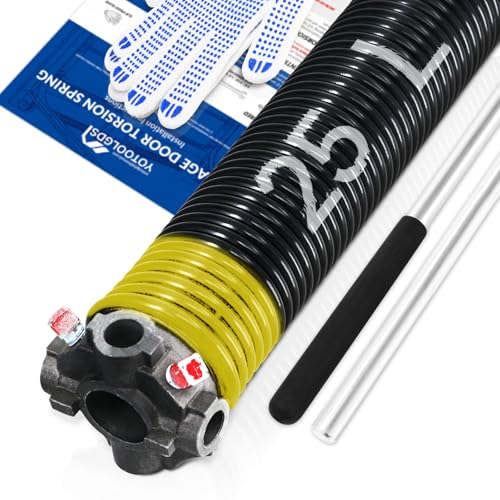 Left Hand Wind（Black Cone）2" Garage Door Torsion Spring with Non-Slip Winding Bars & Gloves, High Precision Electrophoresis Black Coated, for Replacement, MIN 16,000 Cycles (0.207x2''x25'') - size: 0.207X2"X25"-L