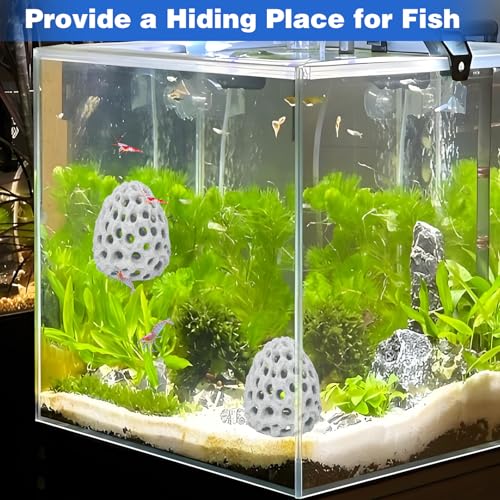 Shrimp Dome Hide Betta Habitat Fish Tank Tunnel with Suction Cup Aquarium Fish Cave Hideout Ornament Accessories for Shrimp Guppy Hiding Resting White