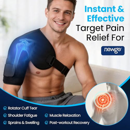 NEWGO Shoulder Ice Pack Rotator Cuff Cold Therapy, 45-Min Long-Lasting, XL | Ice Grid Design for Even Coverage, Flexible Cold Compression Wrap, Soothes Post-surgery, Muscle Tension, and Swelling - size: XL