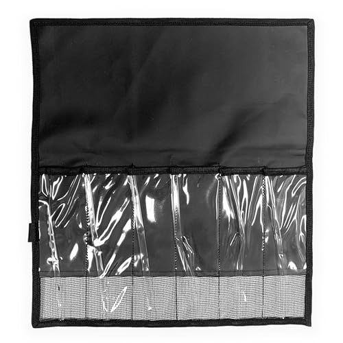 Sanhu 34" x 12" Lure Storage Bag, 2 Pcs Black 7-Pocket Foldable, for Saltwater & Freshwater Tackle Organization, Includes Compact Roll-Up Design, Ideal for Offshore Fishing & Traveling Anglers
