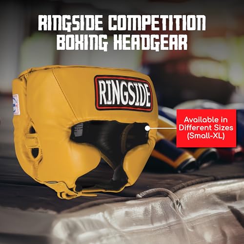 Ringside Competition Boxing Muay Thai MMA Sparring Head Protection Headgear with Cheeks - color: Gold, size: Large