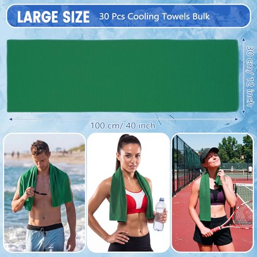 Hosuly 30 Pack Cooling Towels Bulk Microfiber Breathable, Green - color: Green