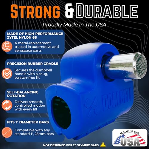 Dumbbell Converter to Barbell For 1" Bars, 500lb, Black w/Collars - color: Blue (for standard 1" bar)