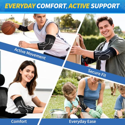 CAMBIVO 2 Pack Elbow Brace Compression Sleeve for Tendonitis & Tennis Elbow - color: Grey, size: Small