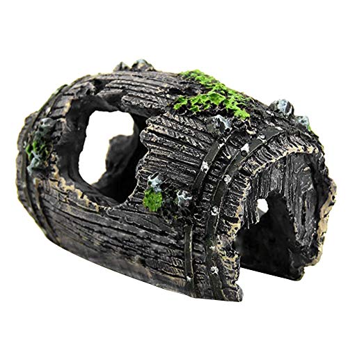 Aquarium Decoration,Resin Artificial Resin Barrel Aquatics Aquarium Landscaping Fish Tank Desktop Ornament Decor Black - color: Black