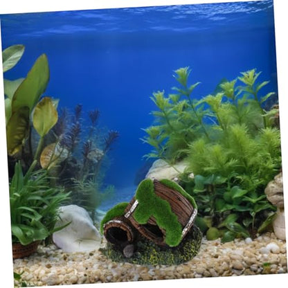 TOYANDONA Resin Barrel Fish Tank Decor Realistic Aquarium Hideout for Betta Shrimp Cichlids Durable Prop for Natural Layout Sturdy Fish Cave Rustic Style