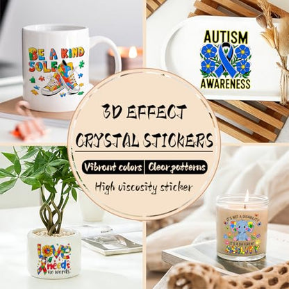 UV DTF Cup Wrap Transfer Stickers, 2 Sheets Autism Quotes Rub On Transfers for Tumblers Glass Cups Mugs Water Bottles - style: Autism Quotes