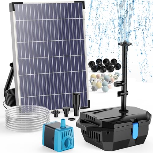 Solar Pond Filter with Water Pump, 10W Solar Pond Pump with 6.6FT PVC Tubing/16.5FT Cord, Pond Filter Box for Outdoor Small Pond Waterfall Garden Bird Bath Water Clear - size: 10W