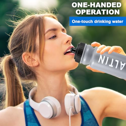 Suclain Squeeze Water Bottles with Carrier, 14 Pcs, Grey - color: Grey