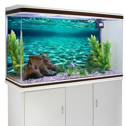 YongFoto Fish Tank Background 72x18 inch Turquoise Clear Water Ripple Lakebed Undersea Ocean Floor Underwater Seabed Polyester Backdrop Reptile Habitat Terrarium Aquarium Background