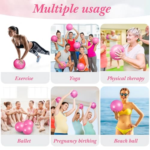 Aoriher 10 Pcs Small Pilates Ball Bulk 9 Inch Mini Yoga Ball - color: Solid Pink