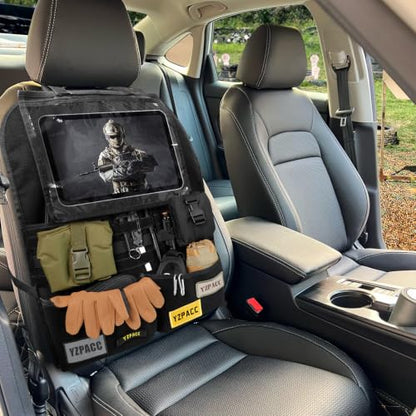 Universal Tactical Patch Display Board Hook & Loop Panel and Tactical MOLLE Seat Organizer for Trucks/SUVs - style: Seat Organizer&Tablet Pocket