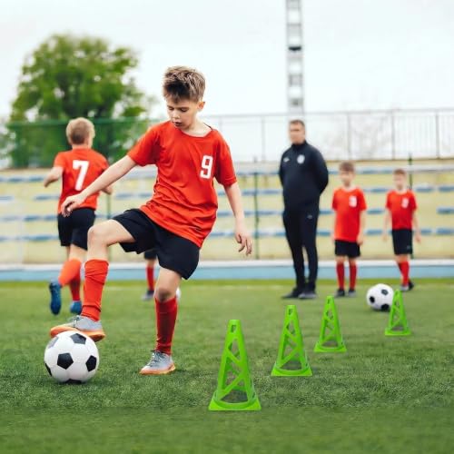 12 Pack Soccer Cones, 9 Inch Agility Cones for Soccer, Football, Basketball, Cones for Sports Training, Speed & Agility Drills, Field Marking Equipment - color: green