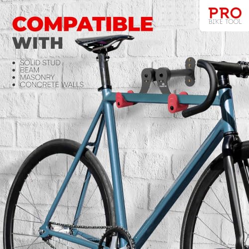 PRO BIKE TOOL Bike Rack for Garage Wall Mount - Horizontal Bike Storage - color: Red