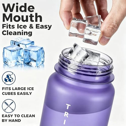 32oz Clear Tritan Water Bottle with Chug Lid - color: Purple
