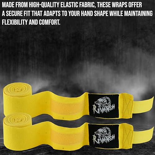 Sports 180-Inch Mexican Style Hand Wraps – Elasticated for Boxing, MMA, Kickboxing, Muay Thai & Martial Arts | Men & Women - color: Yellow