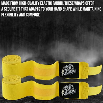 Sports 180-Inch Mexican Style Hand Wraps – Elasticated for Boxing, MMA, Kickboxing, Muay Thai & Martial Arts | Men & Women - color: Yellow