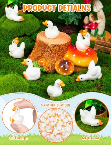 72pcs Mini Resin Goose Figurines, Tiny Animal Figurine Bulk, Small Desk Goose Decor for Garden Lawn Yard Micro Landscape Aquarium Potted Ornament DIY Craft - style: Goose72Pcs