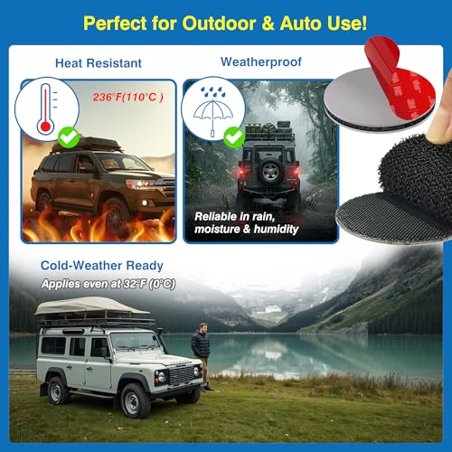 2" Heavy Duty Hook and Loop Circles with Adhesive – 8 Sets Industrial Strength Round Fasteners with Acrylic Foam Backing for Indoor & Outdoor Use, Wall Decor, LED Lights & RV Organization
