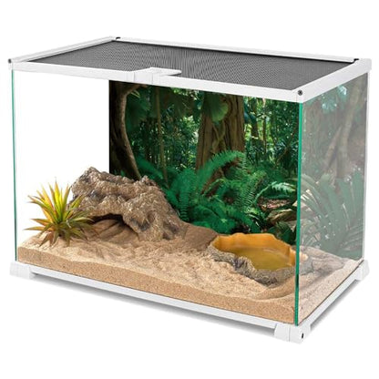 AWERT 24x16 inches Tropical Rainforest Terrarium Background Stone Green Huge Tree Reptile Habitat Background Polyester Tropical Rainforest Aquarium Background - size: 24x16in/60x40cm