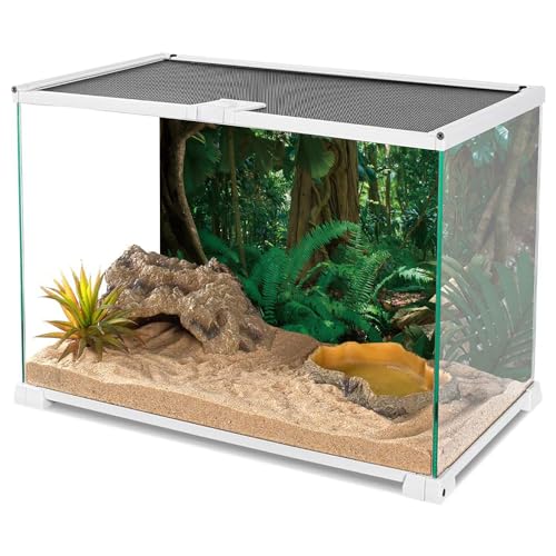 AWERT 72x16 inches Tropical Rainforest Terrarium Background Stone Green Huge Tree Reptile Habitat Background Polyester Tropical Rainforest Aquarium Background - size: 72x16in/180x40cm