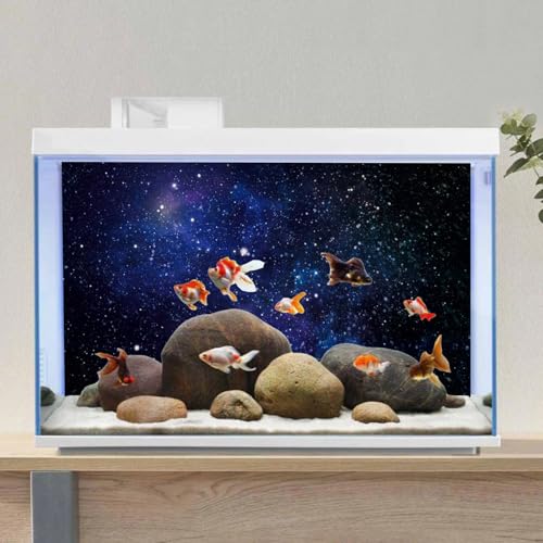 AWERT 48x18 inches Galaxy Aquarium Background Blue Starry Sky Universe Space Fish Tank Background Nebula Stars Terrarium Background