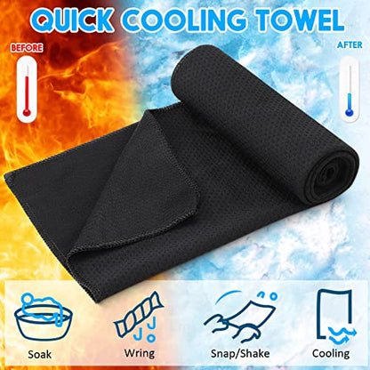 Redbaker 20 Pack Cooling Towels, 40"x12" Ice Breathable Soft Chilly Sweat Rag with Bags for Neck and Face Yoga Gym Running Golf Workout Sports Camping(Black) - color: Black