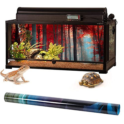 Aquarium Background Poster, Fish Tank Decorations Pictures 3D Effect PVC Adhesive Poster Red Maple Leaf Forest Decor Paper Cling Decals Sticker,122x46 cm