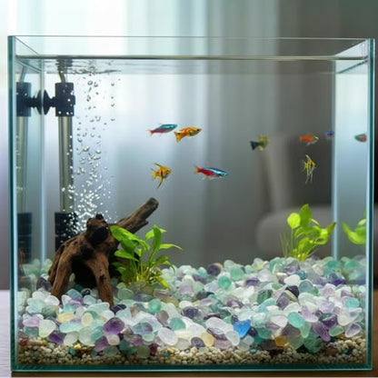 Decorative Crystal Pebbles, 1 Lb/460g (Fill 0.9 Cup) Natural Quartz Stones Aquarium Gravel Sea Glass Rock Sand for Fish Turtle Tank/Air Plants Decoration