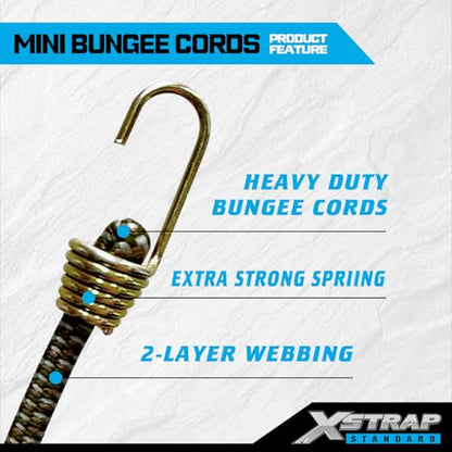 XSTRAP STANDARD 20 Pcs Mini Bungee Cords with Hook, 10-Inch Elastic Straps - color: Camouflage