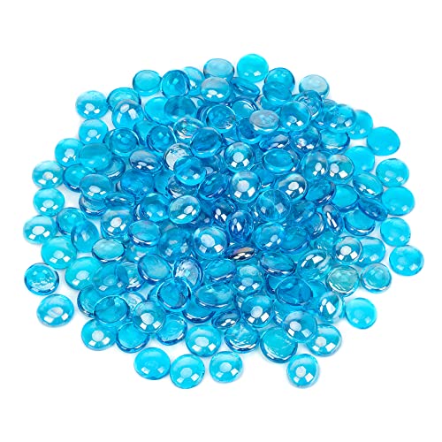 OnlyFire Fire Pit Glass Rocks 10 lbs, High Luster Fire Glass Beads 1/2 Inch, Tempered Glass Marbles for Propane/Natural Gas Fire Pit, Fireplace, Multicolor & Blends Available - color: Caribbean Blue
