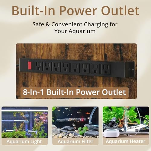 VOWNER 100-150 Gallon Fish Tank Stand with Power Outlet, Heavy Duty Aquarium Stand with Cabinet Storage for Fish Tank, Turtle Tank, Reptile Terrarium, 60" L*23.6" W Tabletop, 2200 LBS Capacity, Brown - color: Brown