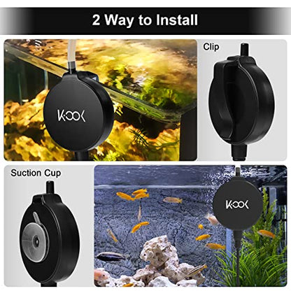 Aquarium Air Pump, 1 Watt Ultra Quiet Mini Oxygen Pump, Powerful Air Aerator Kit for Fish Tank 1-15 Gallon, Including Air Pump Accessories, Back Clip and Suction Cup - color: Black