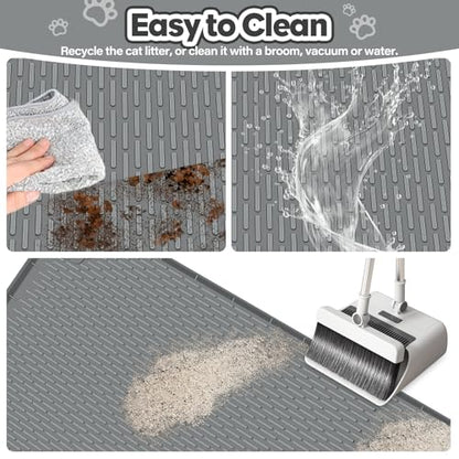Cat Litter Mat, Extra Large 40" x 28" Silicone Mat Litter Trapping Mat for Scatter Control, Soft on Kitty Paws, Easy to Clean (Dark Gray) - color: Dark Grey