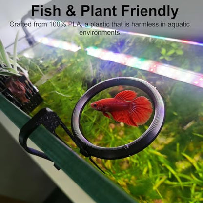 Clip On Fish Feeding Ring, Floating Aquarium Feeder, Non-Shedding Fish Food Holder for Betta Goldfish Guppy Turtle - color: Black