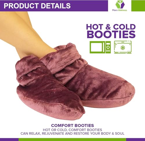 MARS WELLNESS Heated Microwavable Booties - Microwave Slipper Warmers | 3 Pack - Mauve Heated Socks, Great Gift for Women and Men - color: Mauve, size: Pack of 3