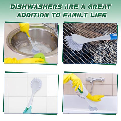 Hsei 20 Pcs Blue and Green Kitchen Scrub Dish Brush Bulk with 11 Inch Anti Slip Handle Cleaning Dish Scrubber with Stiff Bristles Washing Scrub Brushes for Housekeeping for Pots and Pans, Kitchen Sink