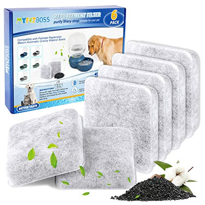 Dog Water Filter Replacement, Dog Water Bowl Filter, Pet Water Filter Compatible with Petmate Replendish Mason Automatic Gravity Waterer Bowls for Cats and Dogs, 6 Pack