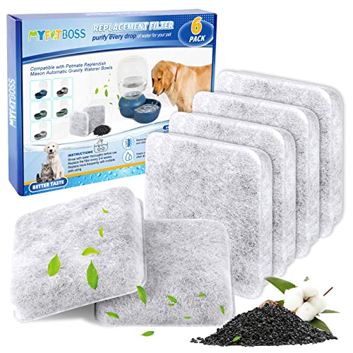 Dog Water Filter Replacement, Dog Water Bowl Filter, Pet Water Filter Compatible with Petmate Replendish Mason Automatic Gravity Waterer Bowls for Cats and Dogs, 6 Pack